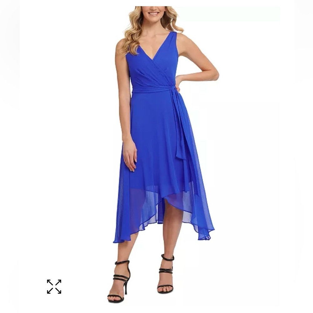 DKNY Faux-Wrap Chiffon Dress Size 12